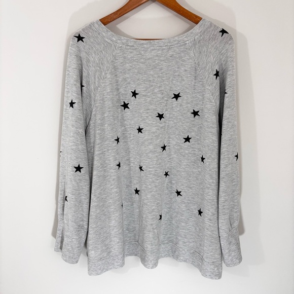 Gray Star Patterned Women's Sweatshirt Top - Picture 3 of 3